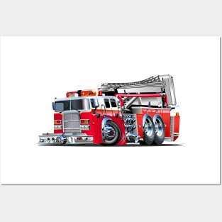 Cartoon Fire Truck Posters and Art